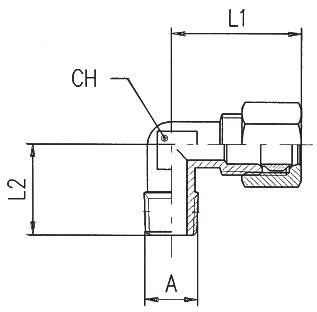 Angle connection, external conic tap 