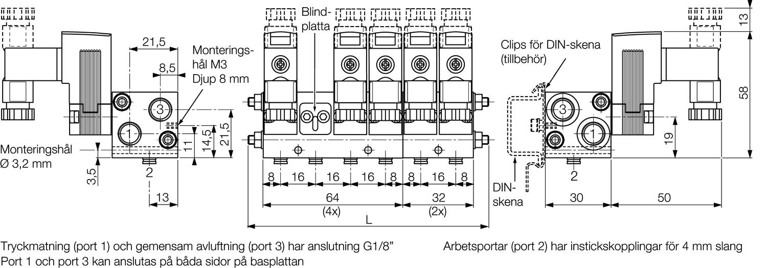 Base plate with place for 2-12 valves 