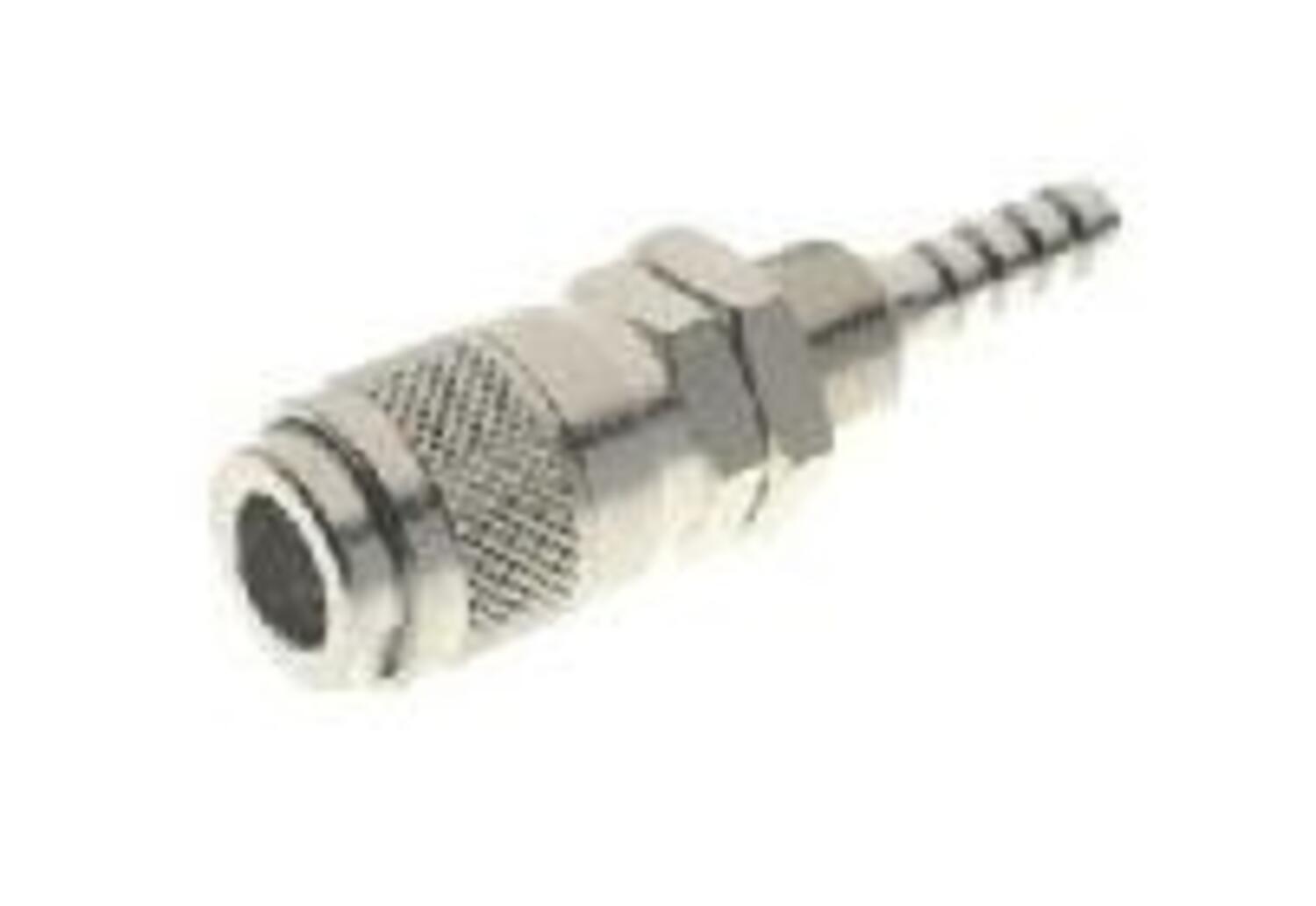 Bayonet coupling Mignon, female with clack valve, hose nipple, fore panelmontage