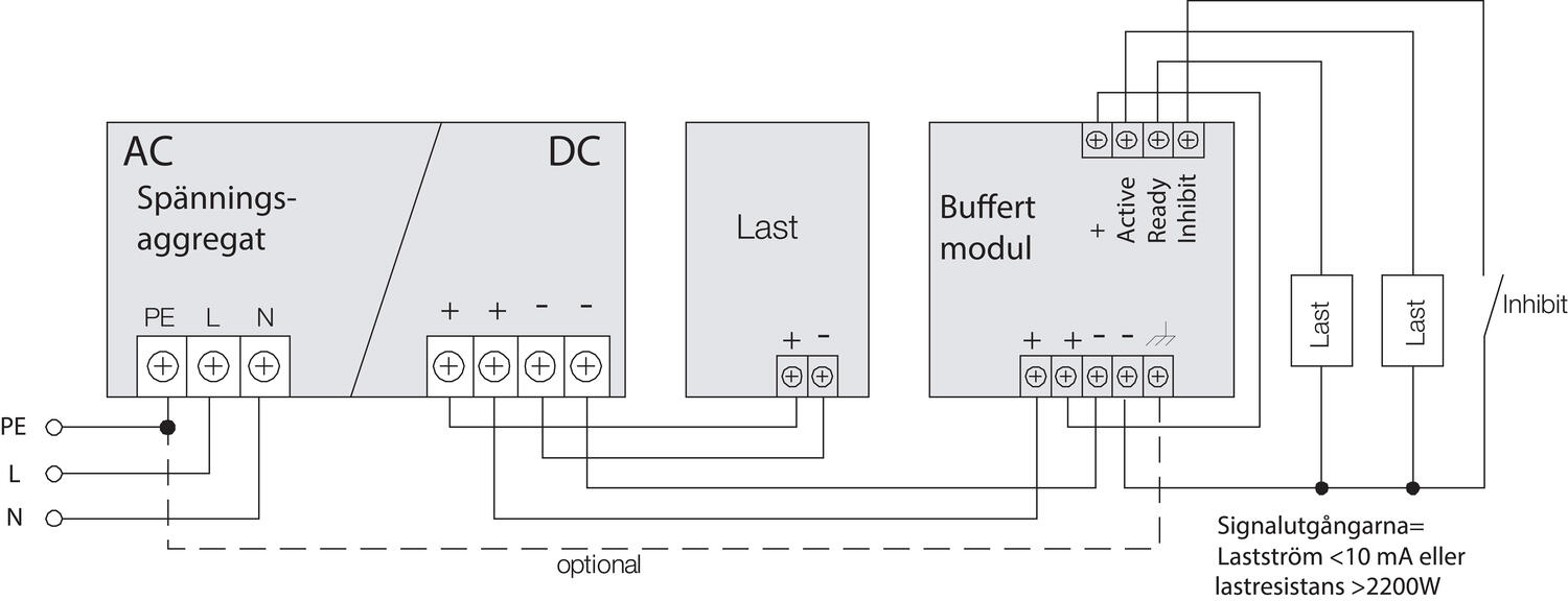 Connecting drawing to power supply for 24 V DC