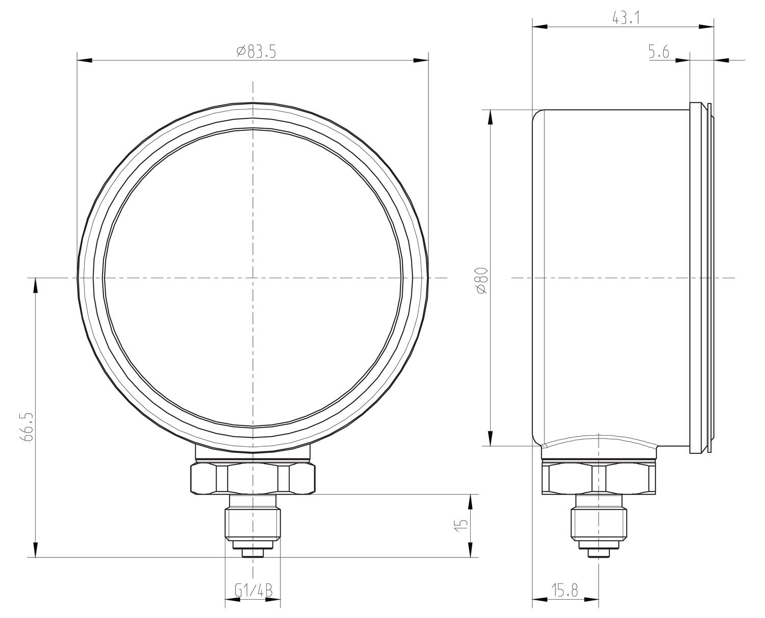 Digital pressure gauge, size