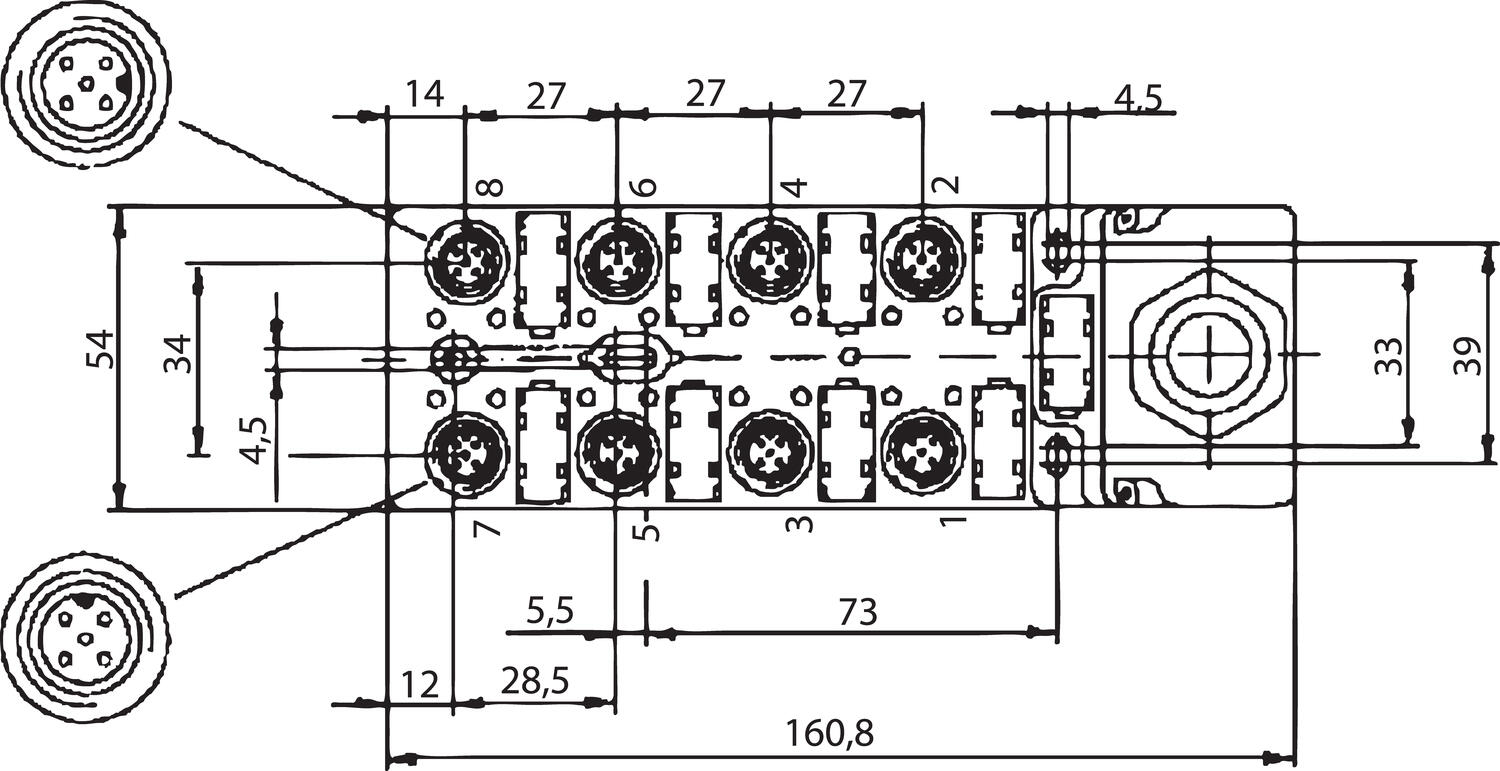 Dimension 3 Plinth connection 8 port