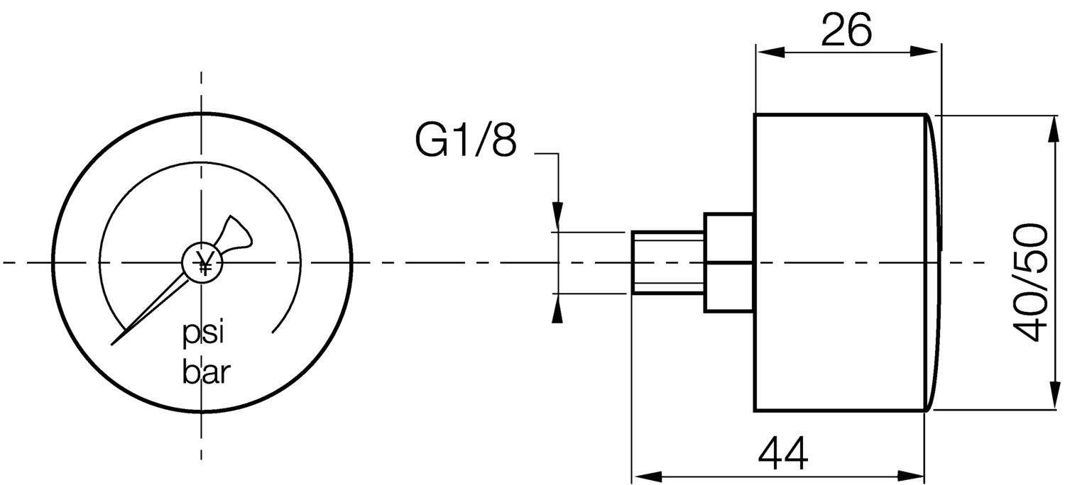 Dimension to manometer