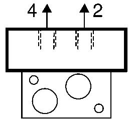 Drawing, outlet on valves upper side