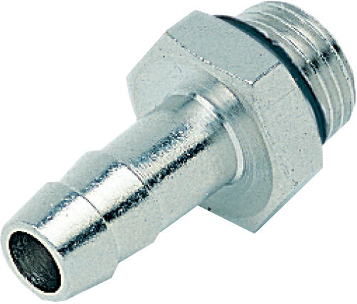 Hose nipple, external cylindrical tap with integrated O-ring