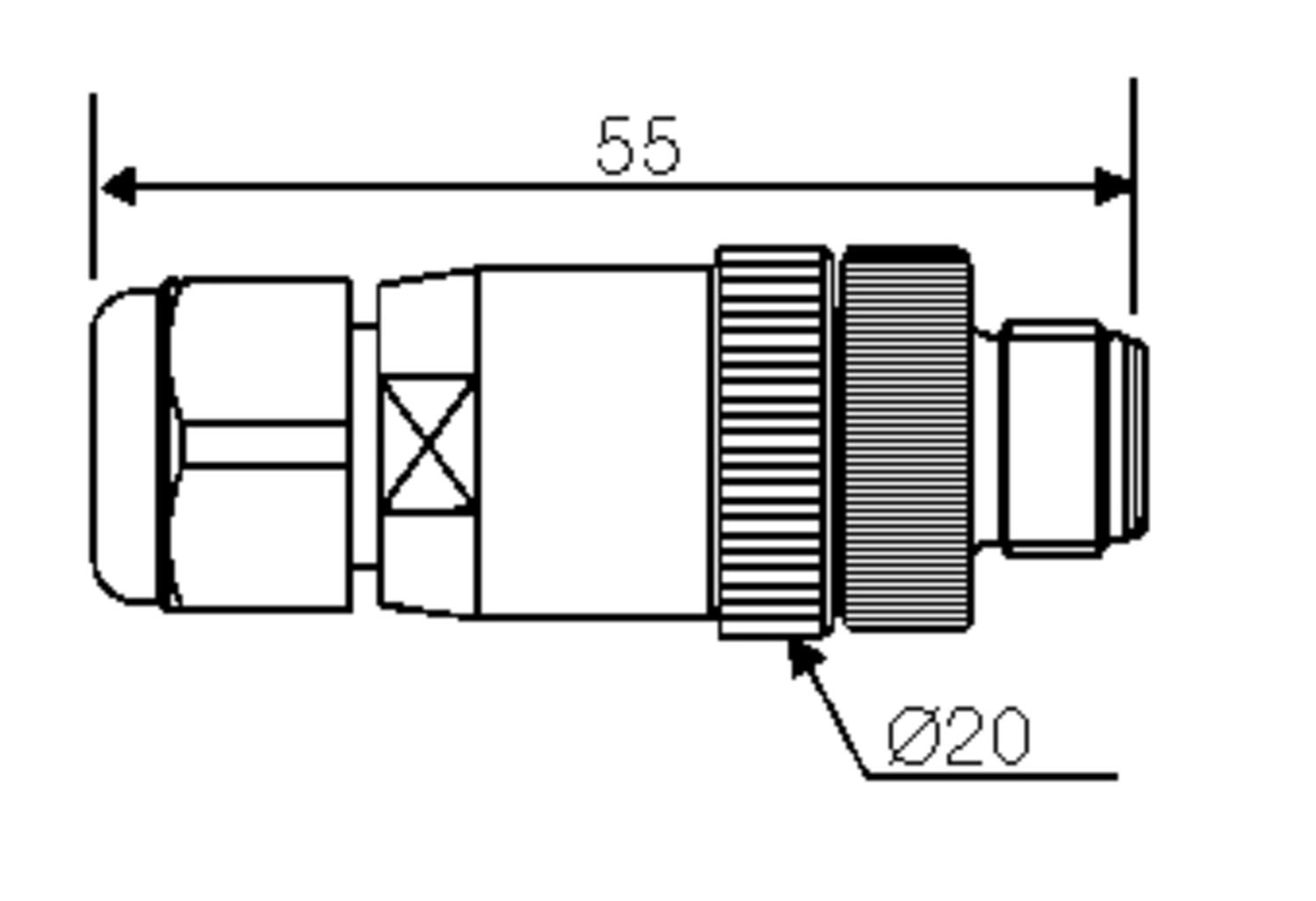M12, without cable, straight male