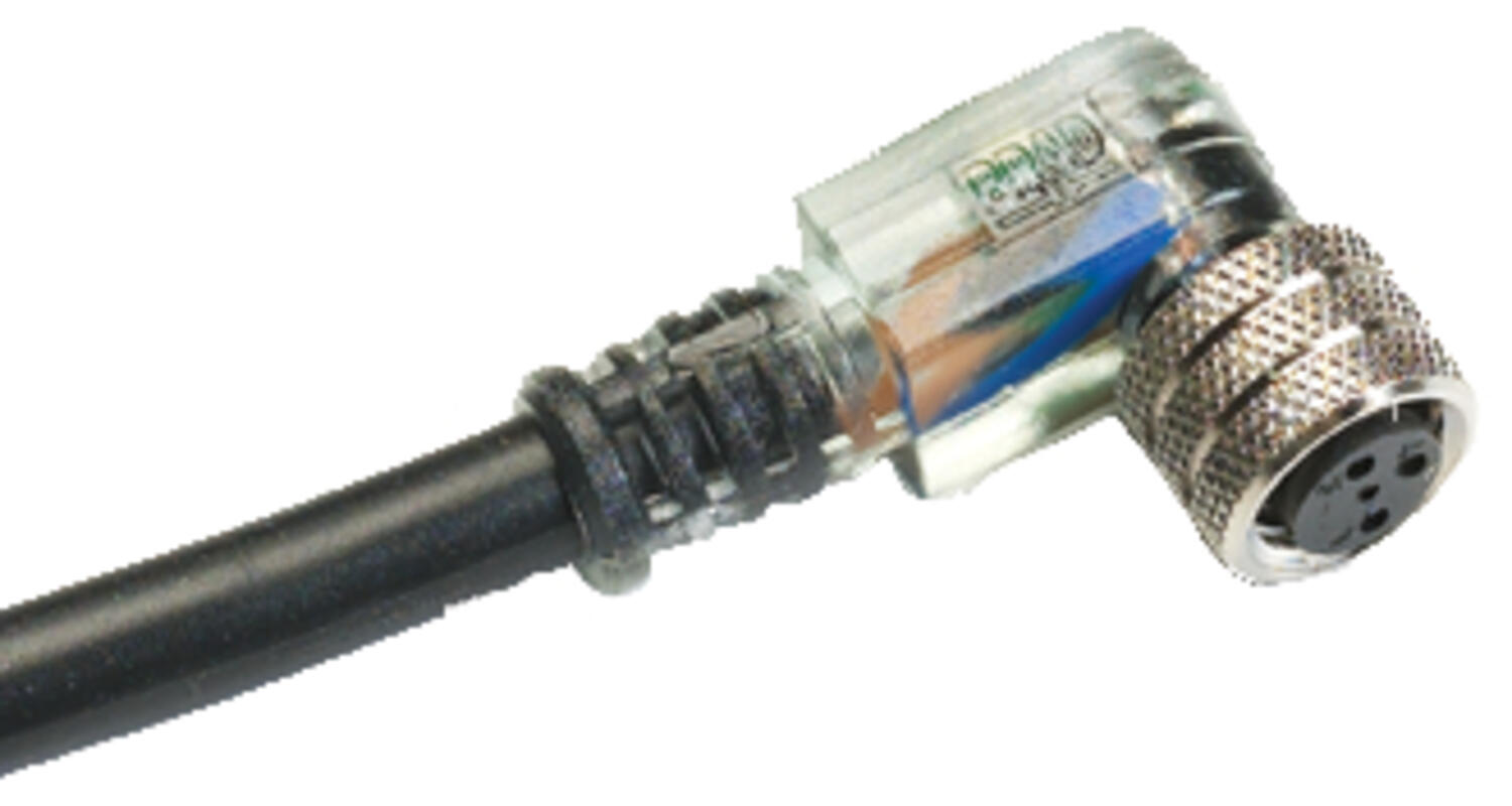 M8 fully groated cabel angled female LED