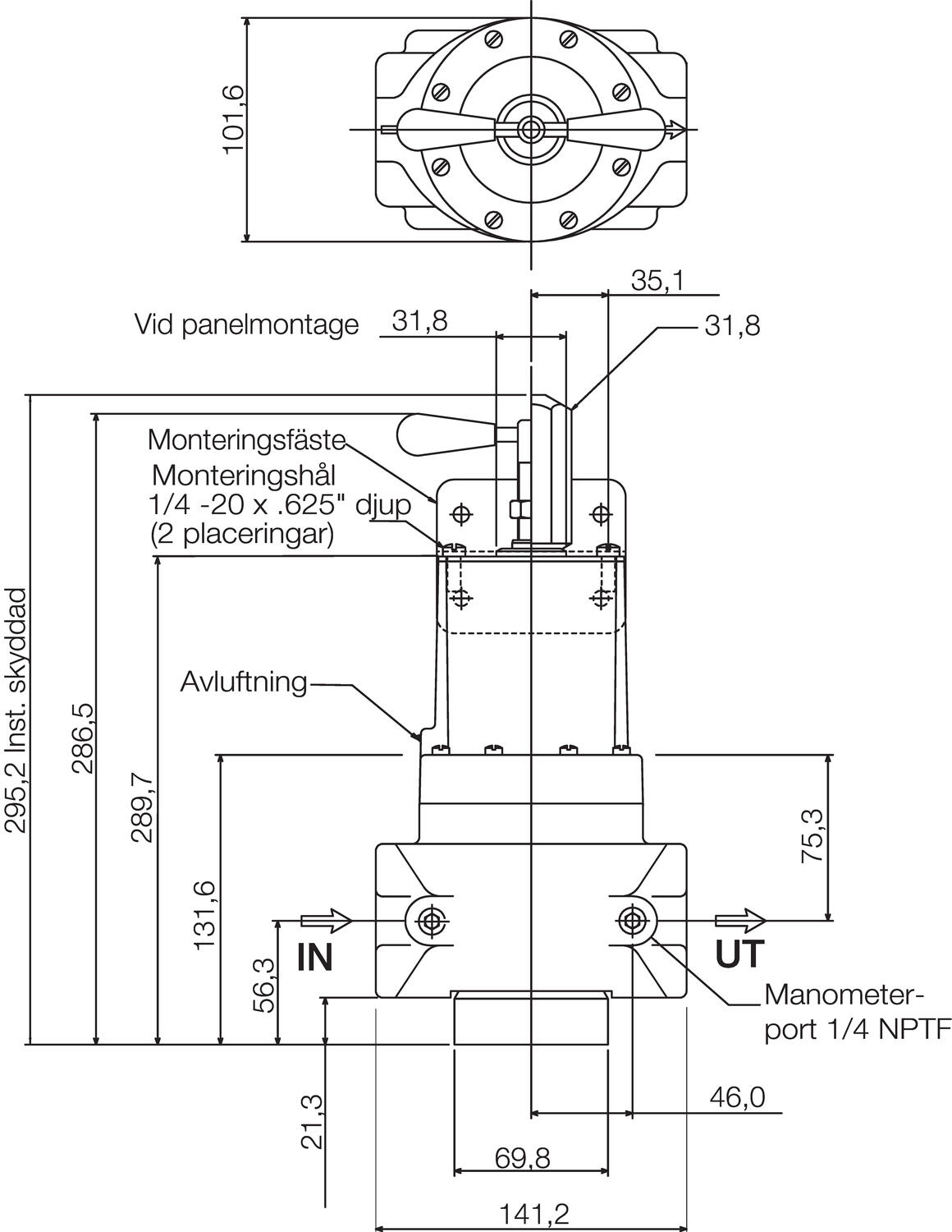 Precision controller series 100 high flux, dimension drawing
