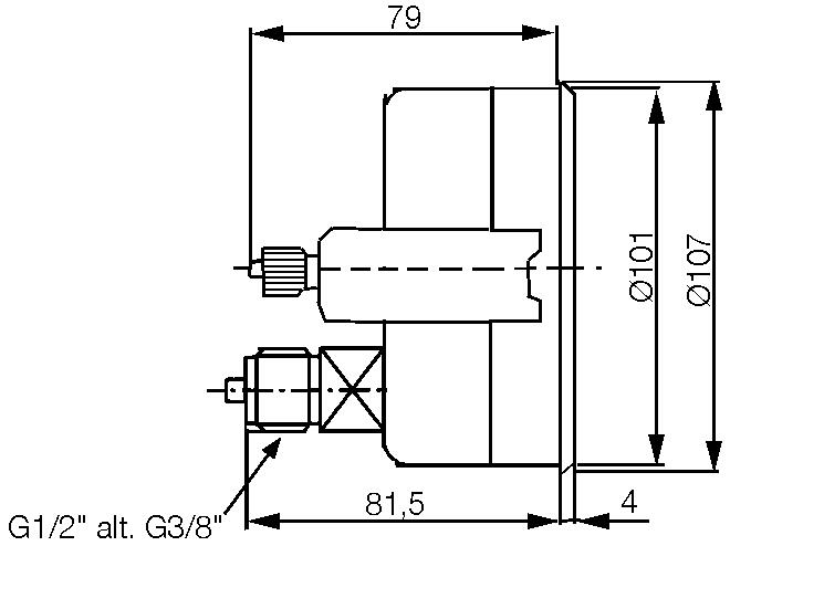 Pressure gauge, acidproof, Ø100 mm, glycerin damped. Model 2329 with panel clamp