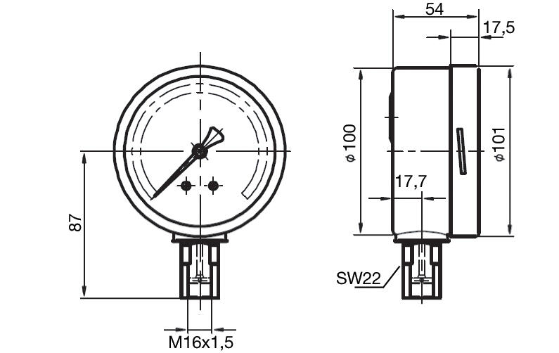 Pressure gauge, for high pressures