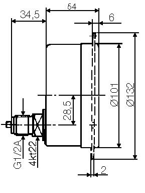 Pressure gauge, industrial design Ø100 mm and Ø160 mm. Model 1534