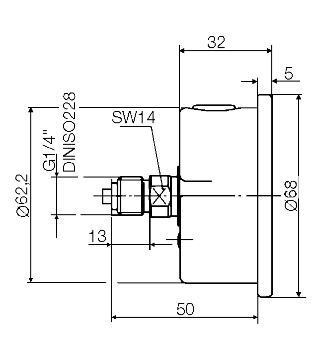 Pressure gauge, industrial design Ø63 mm, glycerin damped. Model 1453, stand-alone