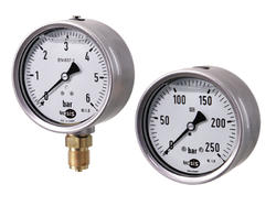 Pressure gauge, industrial design Ø100 mm, glycerin subdued. 