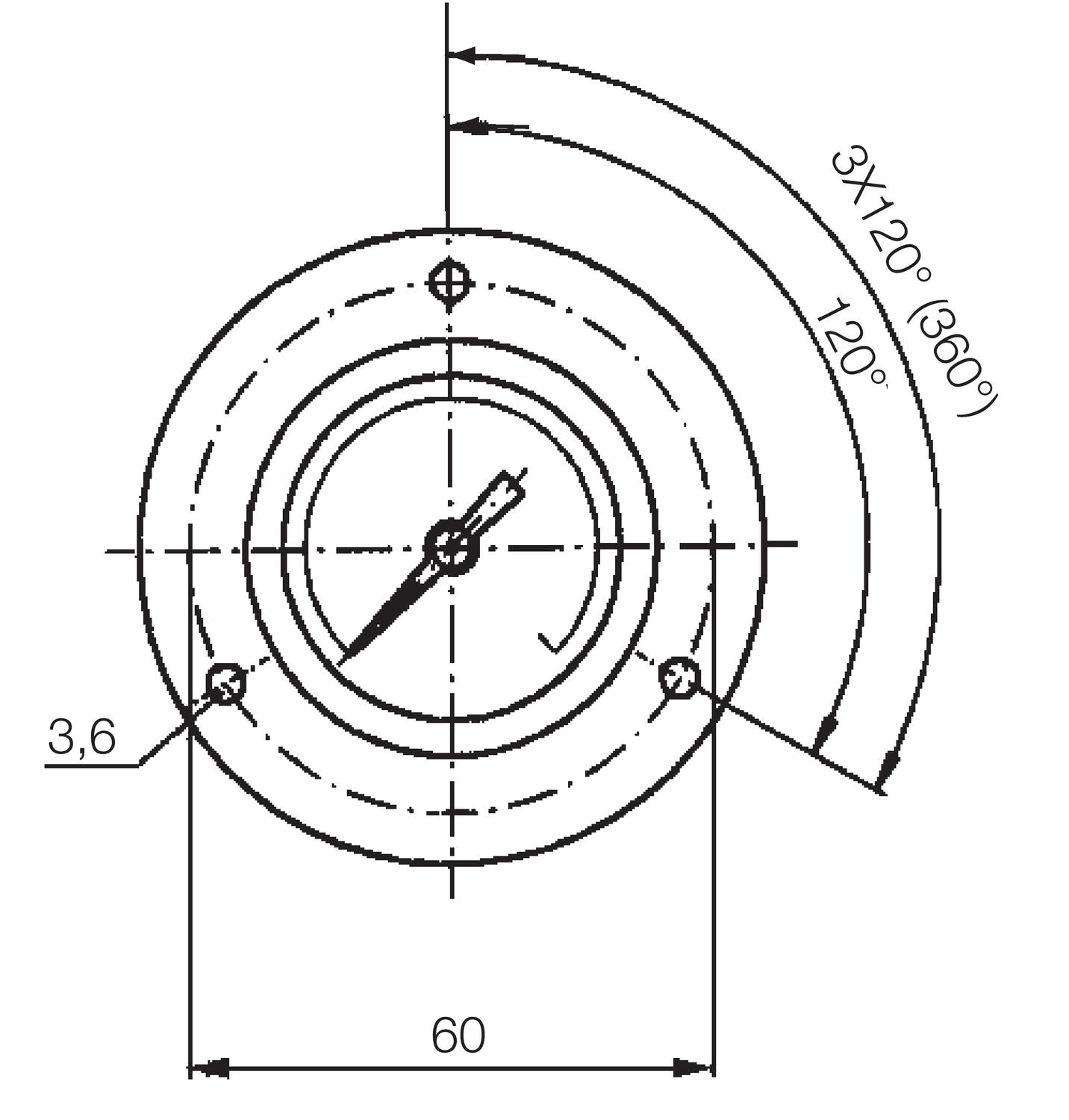 Pressure gauge, standard design Ø50 mm. Model 1426