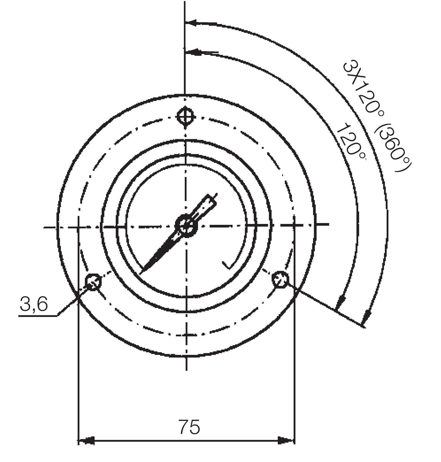Pressure gauge, standard design Ø63 mm. Model 1436