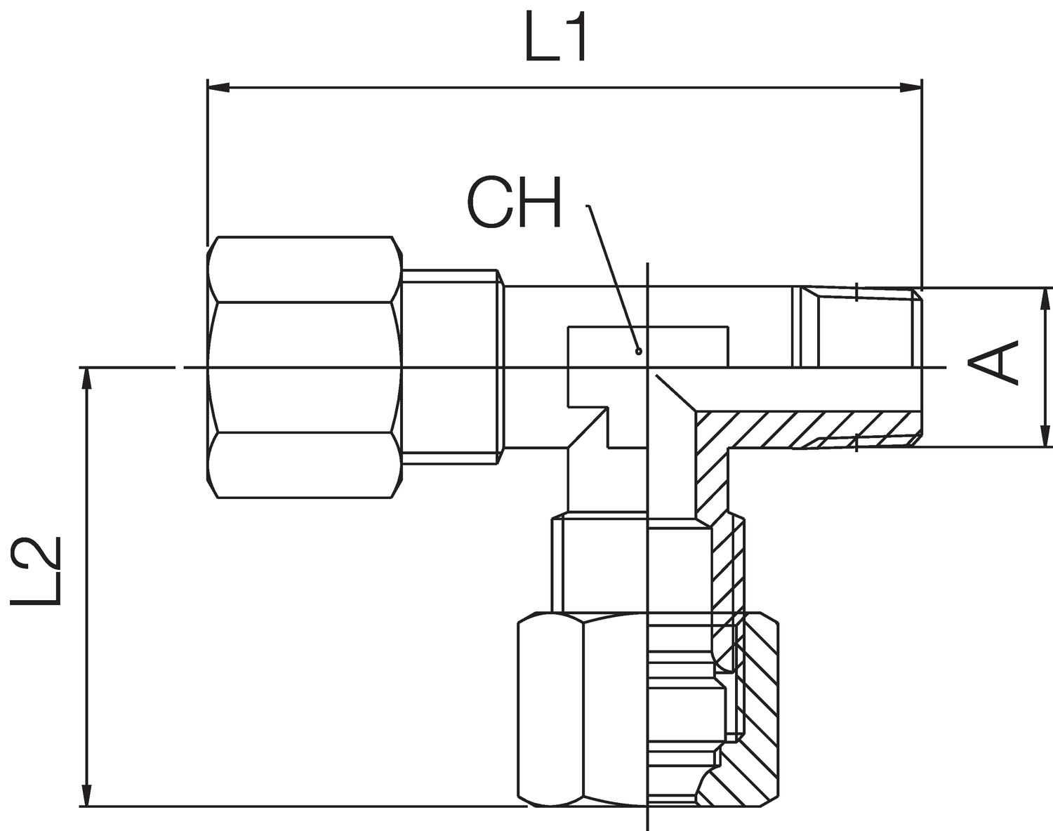 T-connection, external conic tap on side steam 